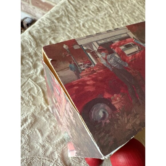 Hallmark Candy or Recipe  Box With Red & White Vintage Town Scene - Picture 11 of 16